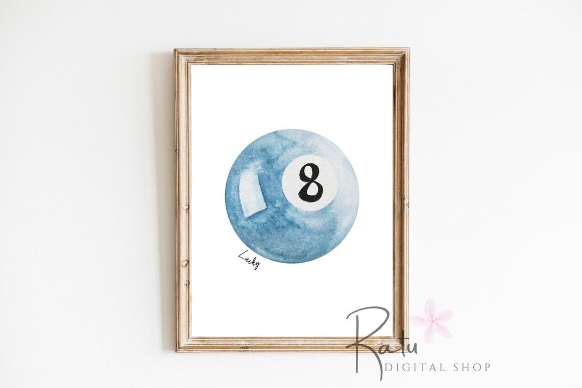 Lucky 8 Ball Retro Hand Drawn Poster - Image 3