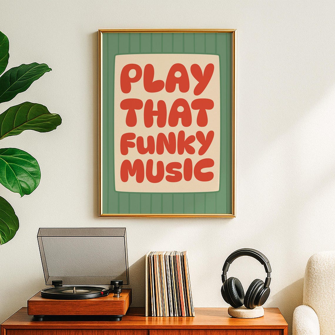 Play That Funky Music Retro Groovy Orange Music Quote Poster