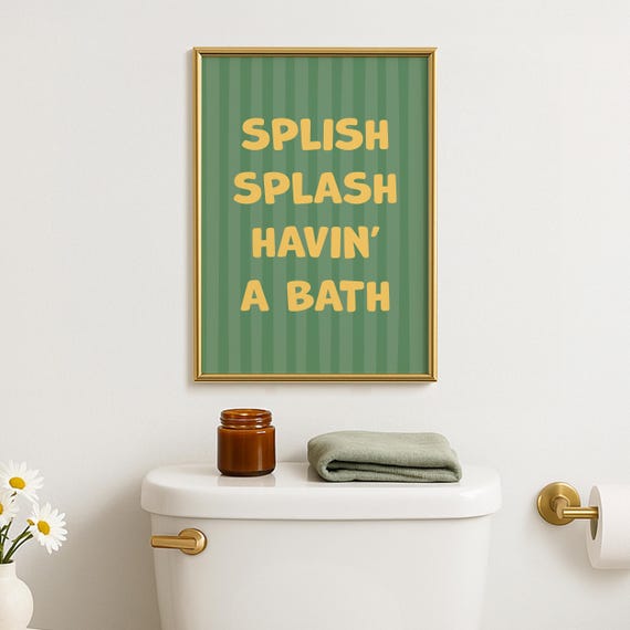 Funny Bathroom Quote Print Splish Splash Havin A Bath Cute Dopamine For Kids Room Trendy Wall Art