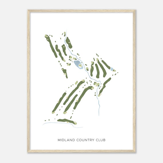 Midland Country Club Michigan Modern Watercolor Map Golfer Gift Golf Wall Art Golf Poster Print Course Layout