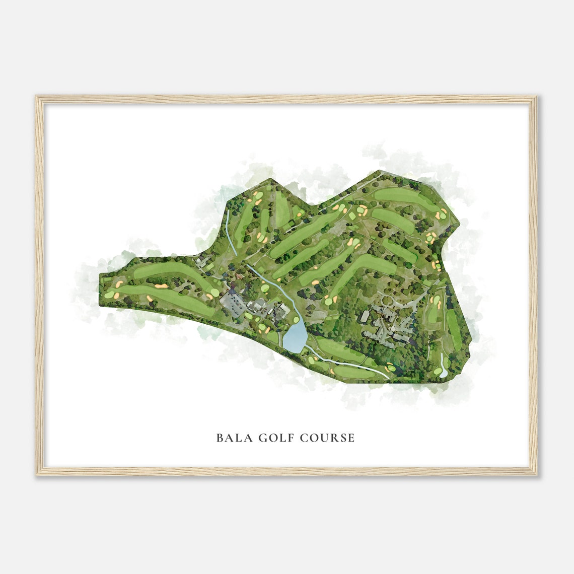Bala Golf Course Classic Watercolor Aerial Course Map Poster - Image 2
