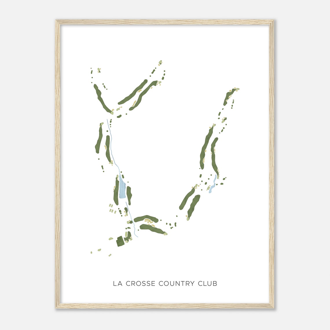 La Crosse Country Club Modern Minimalist Watercolor Map Wall Art