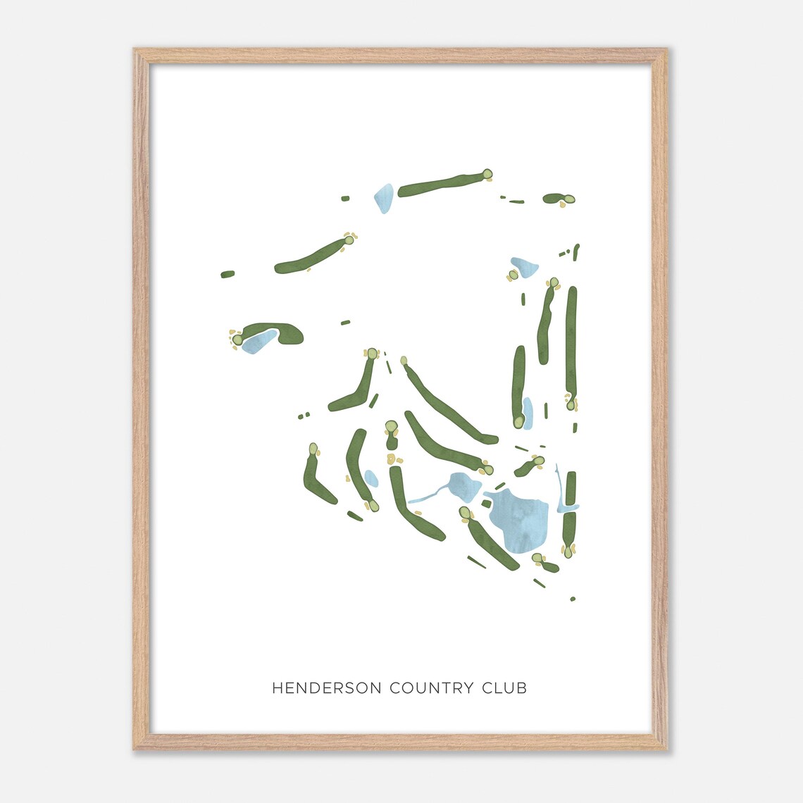 Henderson Country Club Kentucky Modern Minimal Watercolor Map Poster - Image 6