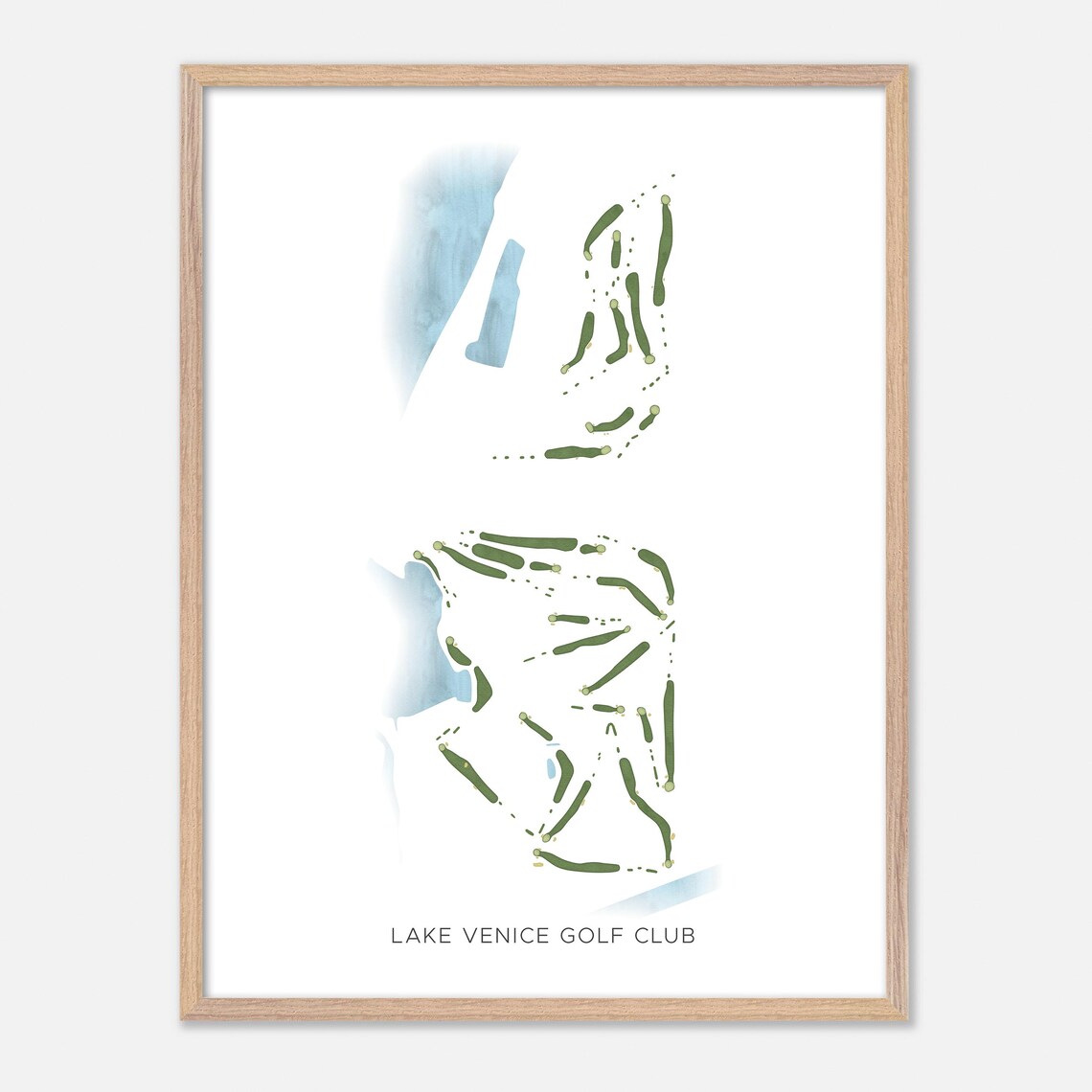 Lake Venice Golf Club Venice Florida Modern Watercolor Golf Map Poster - Image 2