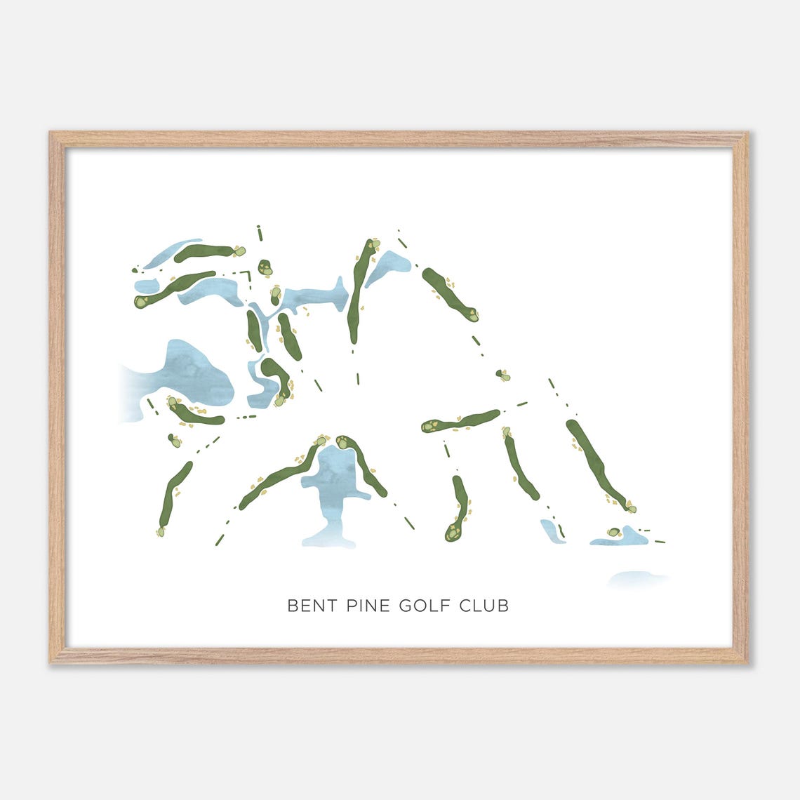 Bent Pine Golf Club Vero Beach Florida Modern Watercolor Map Poster