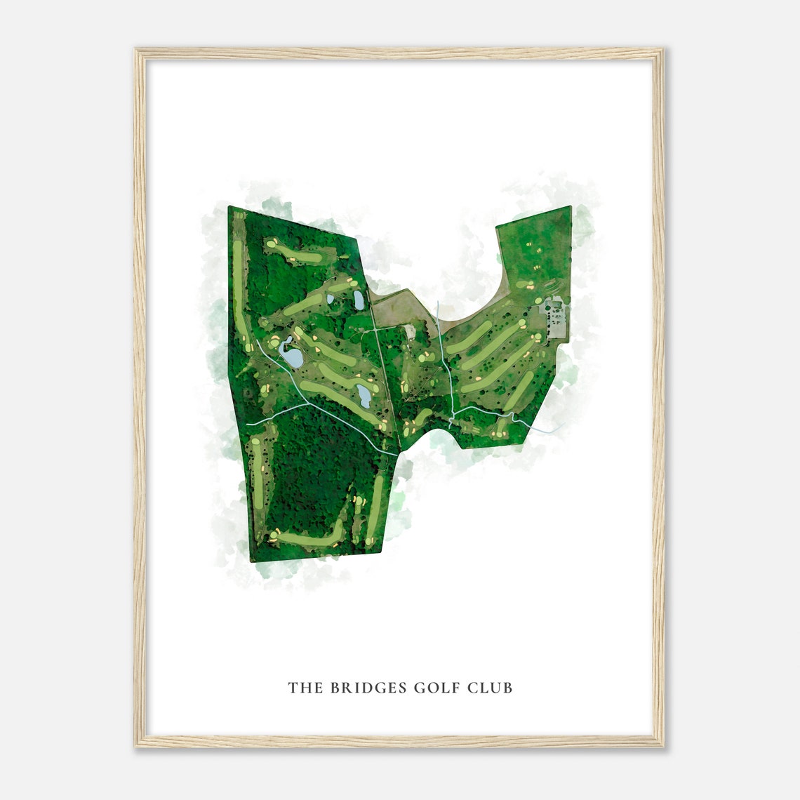 The Bridges Golf Club Classic Watercolor Golf Course Map Poster