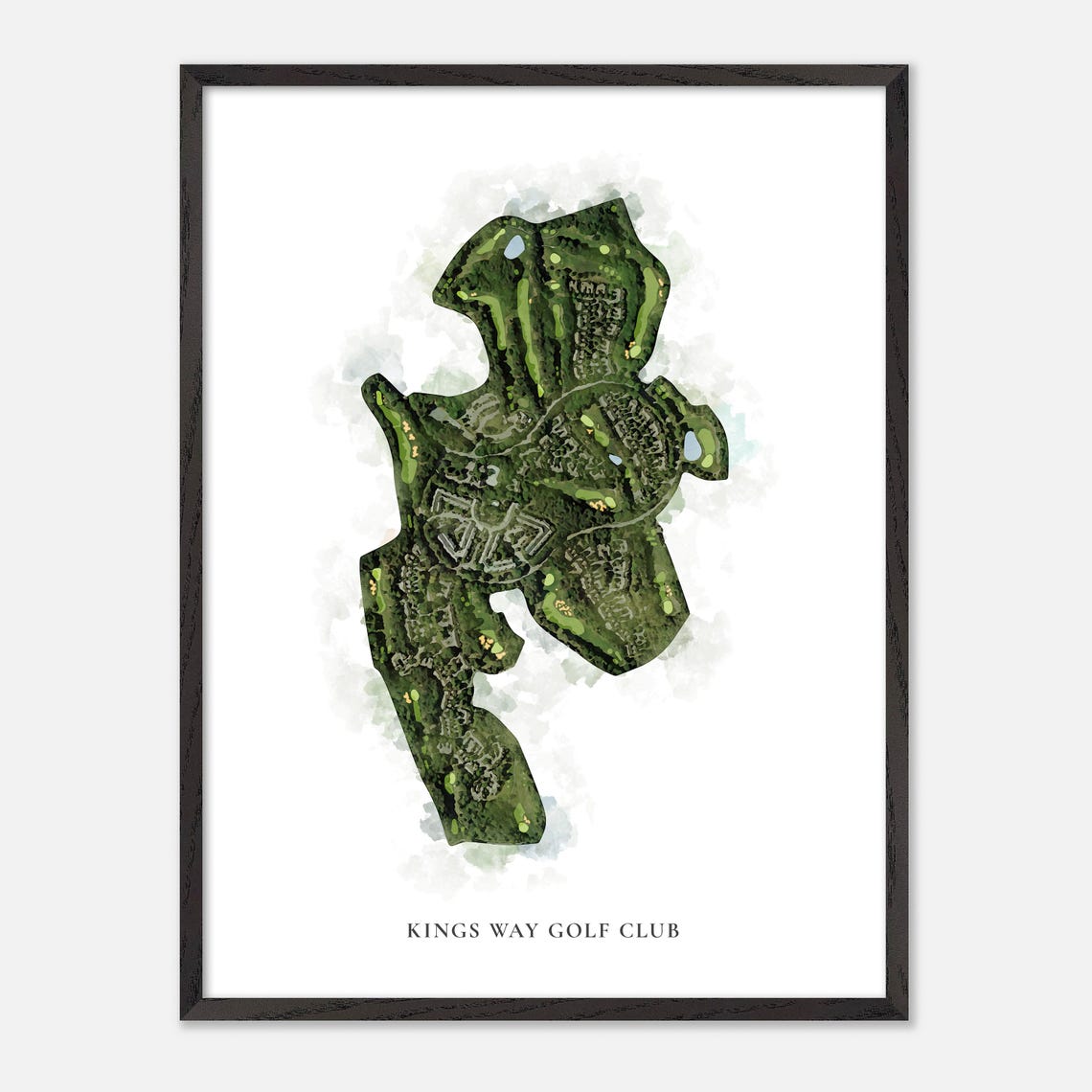 Kings Way Golf Club Massachusetts Classic Watercolor Map Poster - Image 3