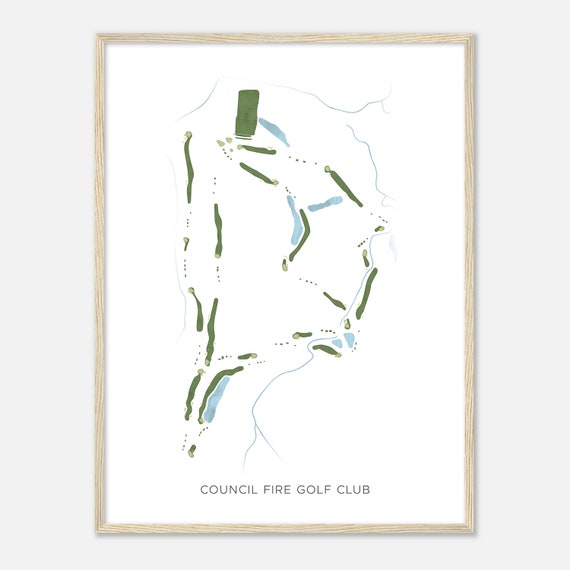 Council Fire Golf Club Tennessee Modern Watercolor Map Golfer Gift Golf Wall Art Golf Poster Print Course Layout