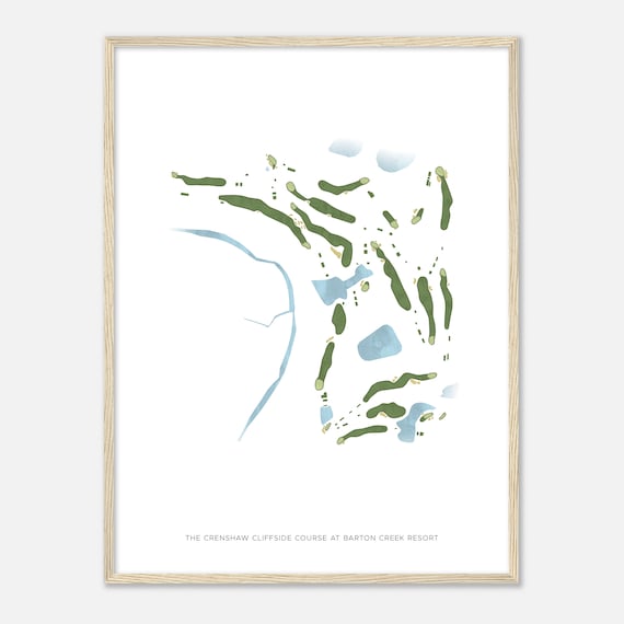 The Crenshaw Cliffside Course At Barton Creek Resort Modern Watercolor Golf Map Poster