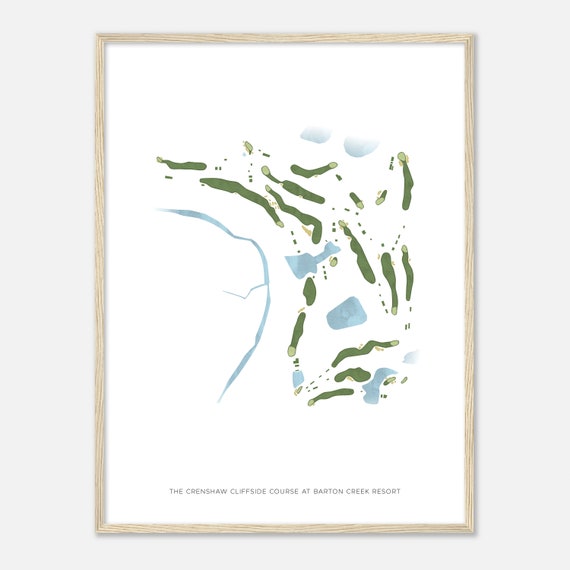 The Crenshaw Cliffside Course At Barton Creek Resort Texas Modern Watercolor Map Golfer Gift Golf Wall Art Golf Poster Print