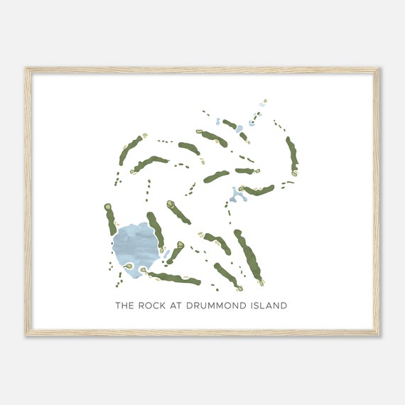 The Rock At Drummond Island Michigan Modern Watercolor Map Golfer Gift Golf Wall Art Golf Poster Print Course Layout