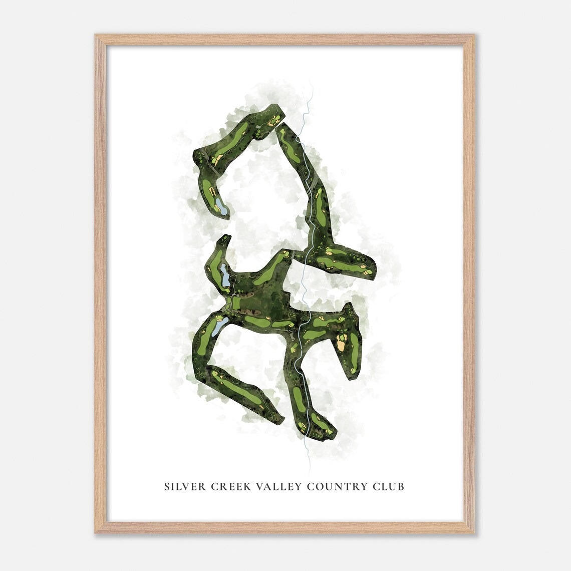 Silver Creek Valley Country Club Golf Watercolor Aerial Map Poster - Image 6
