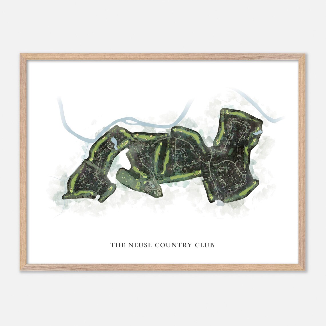 The Neuse Country Club Clayton NC Classic Watercolor Map Print
