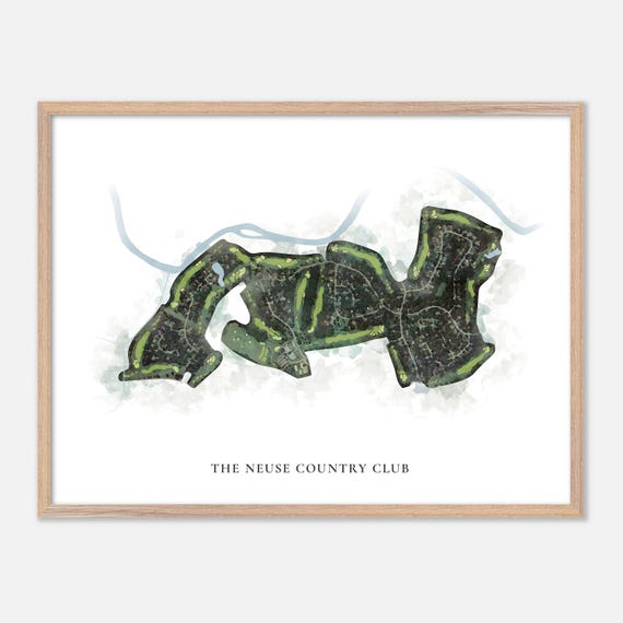 The Neuse Country Club In Clayton North Carolina Classic Watercolor Map Golfer Gift Golf Wall Art Golf Poster Print Course Layout
