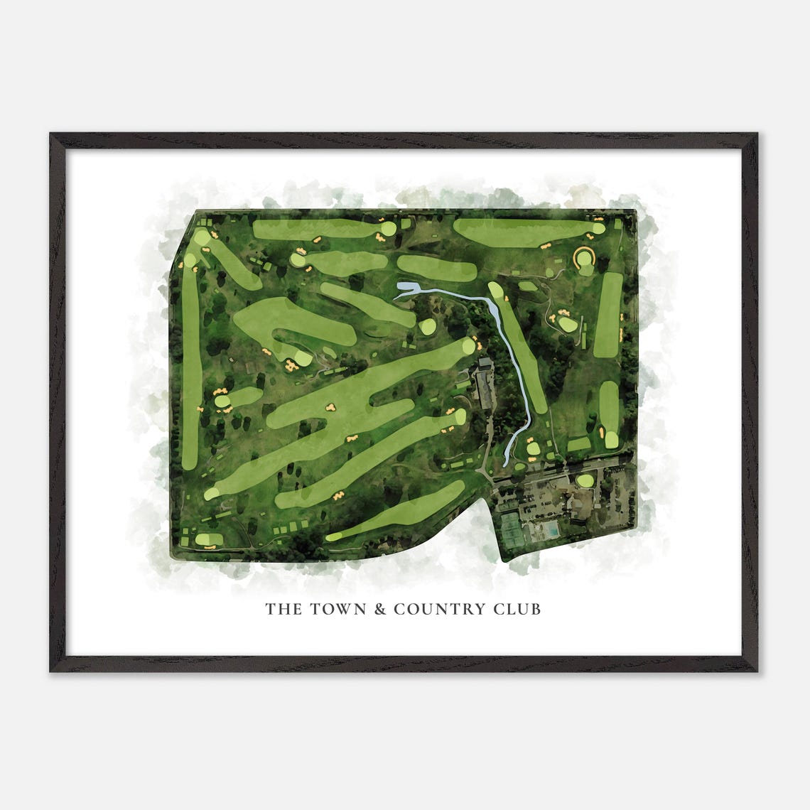 The Town and Country Club Golf Course Watercolor Aerial Map Poster - Image 5