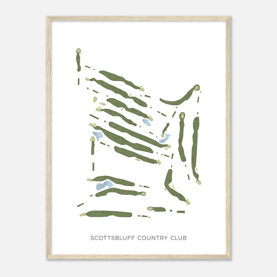 Scottsbluff Country Club Nebraska Modern Watercolor Map Golfer Gift Golf Wall Art Golf Poster Print Course Layout