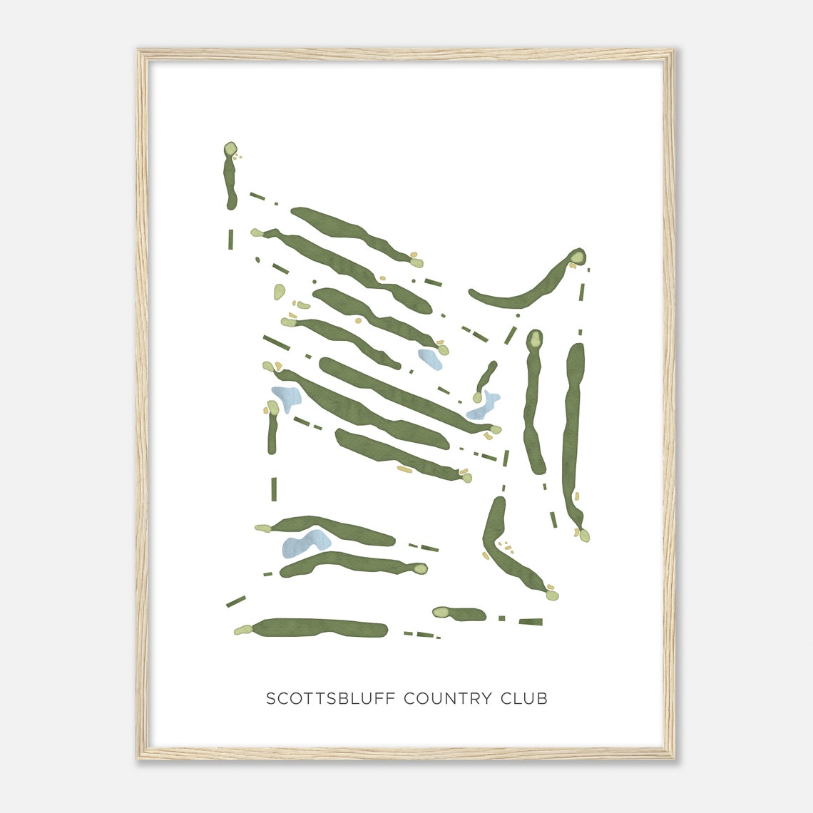 Scottsbluff Country Club Modern Minimalist Golf Course Map Poster