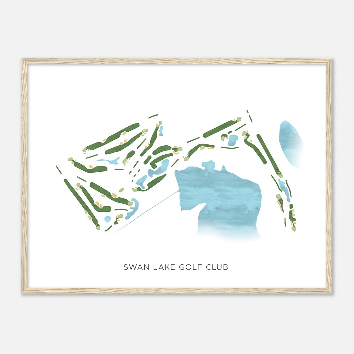 Swan Lake Golf Club Watercolor Course Map Modern Style Poster - Image 2