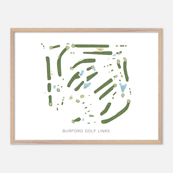 Burford Golf Links Modern Minimalist Watercolor Golf Map Poster