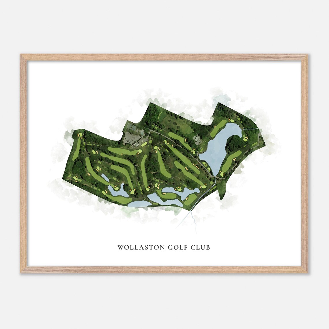 Wollaston Golf Club Massachusetts Classic Watercolor Aerial Poster