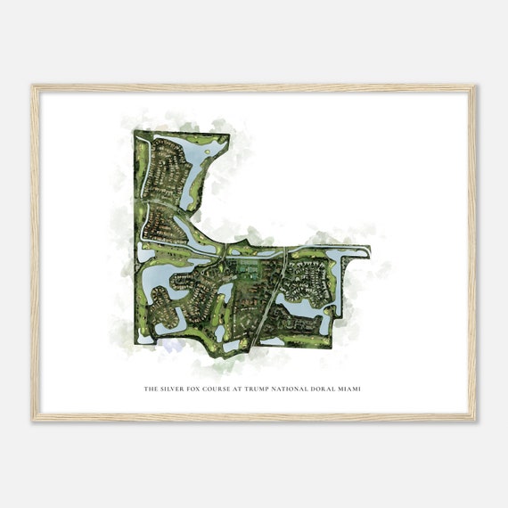The Silver Fox Course At Trump National Doral Miami Florida Classic Watercolor Map Golfer Gift Golf Wall Art Golf Poster Print