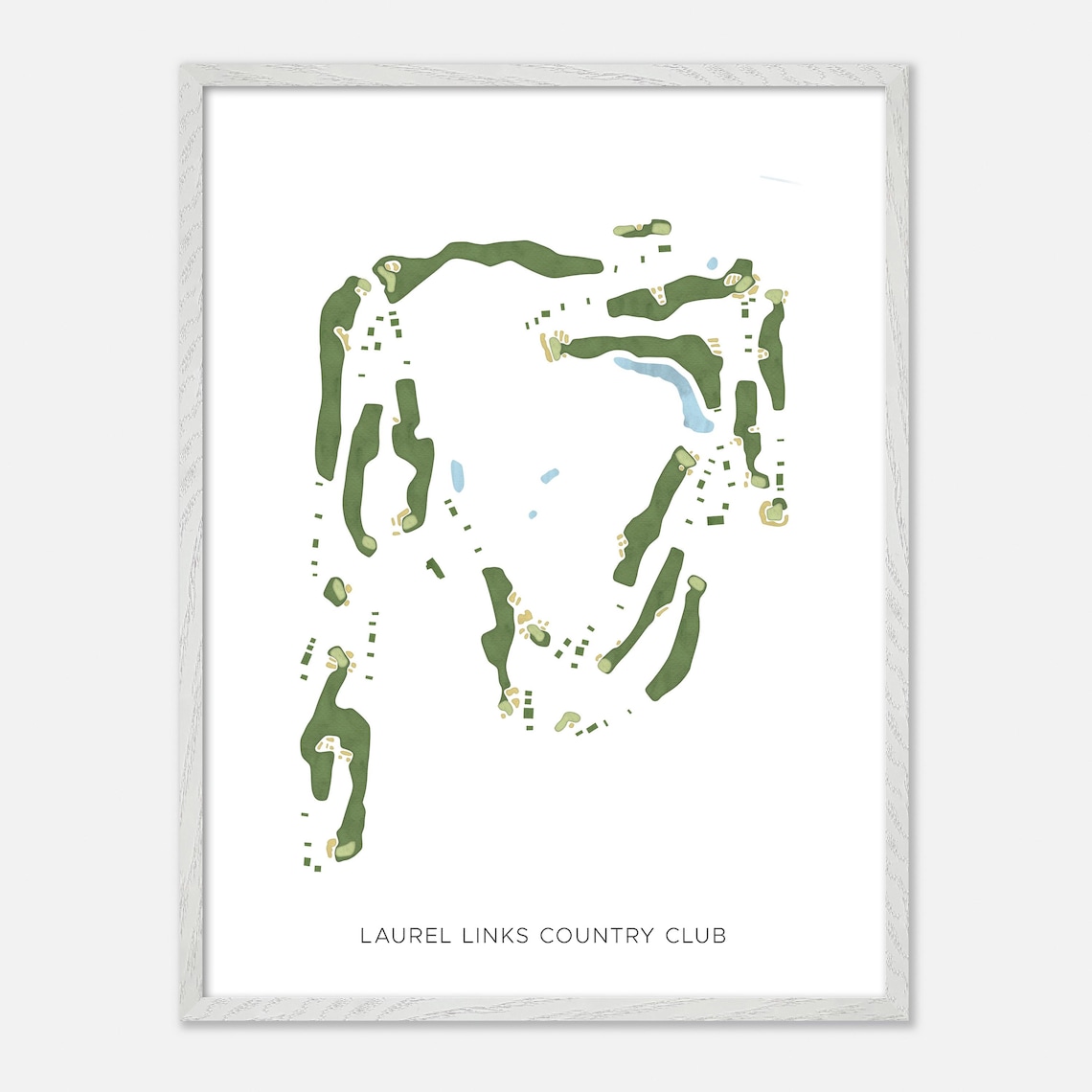 Laurel Links Country Club Mattituck New York Modern Watercolor Golf Map Poster - Image 2