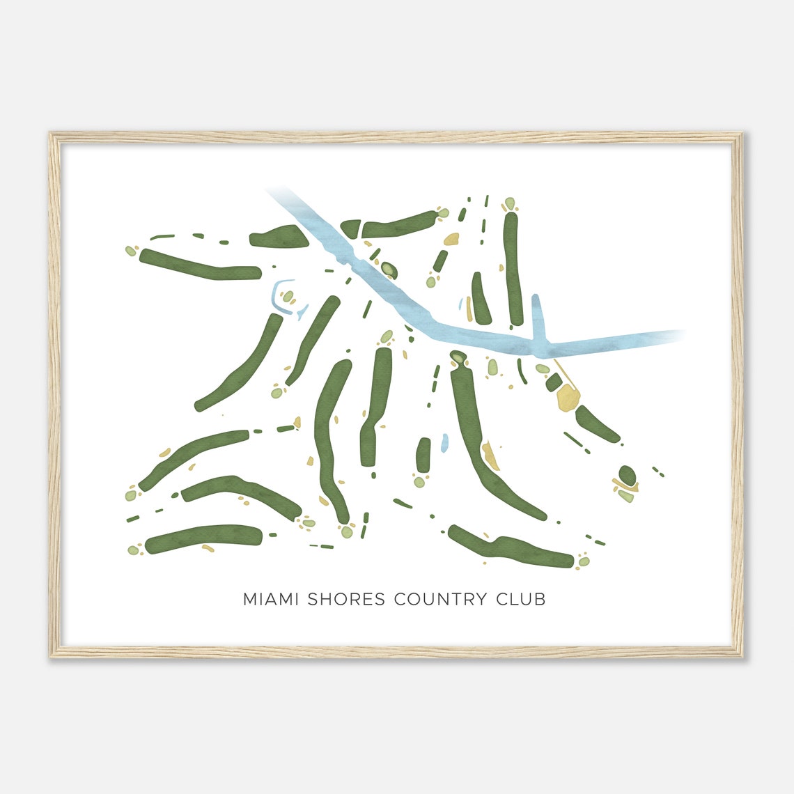 Miami Shores Country Club Florida Modern Watercolor Map Poster - Image 2