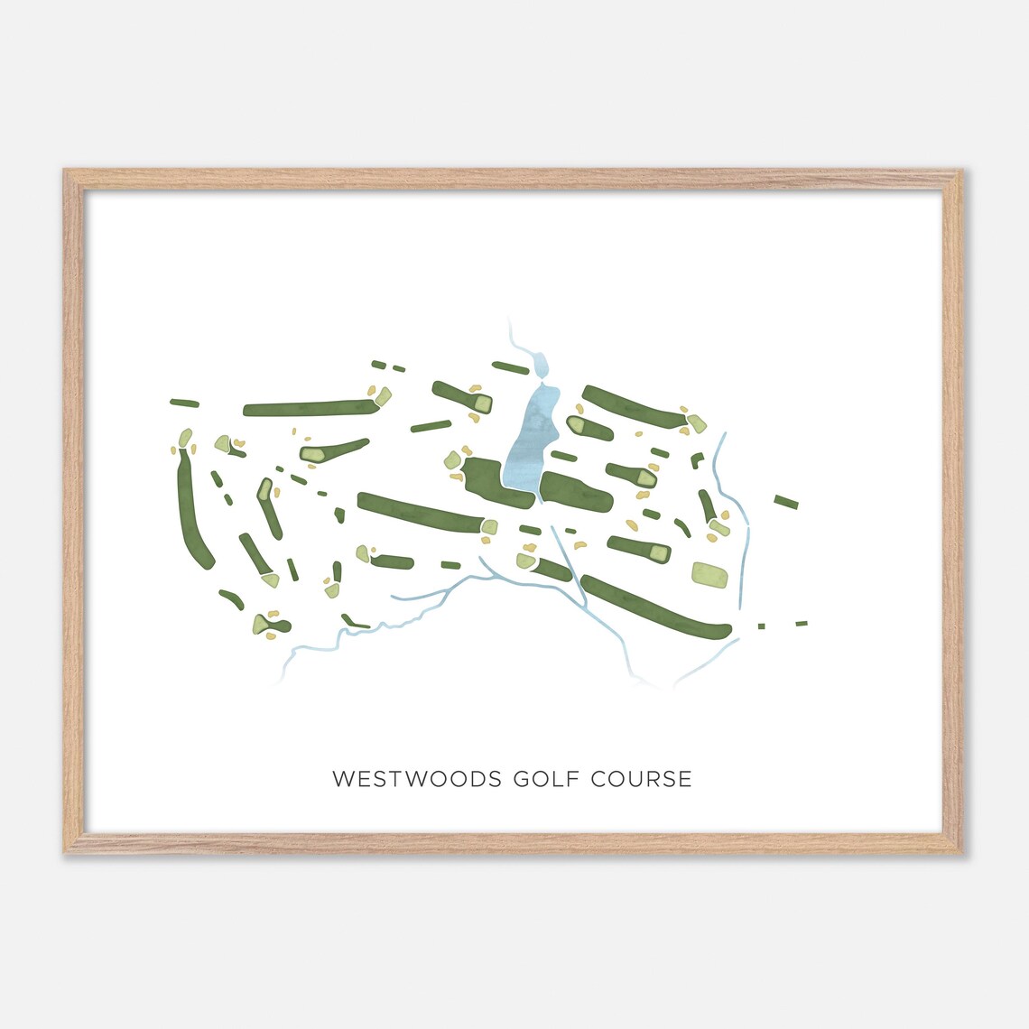 Westwoods Golf Course Farmington Connecticut Modern Watercolor Map Poster