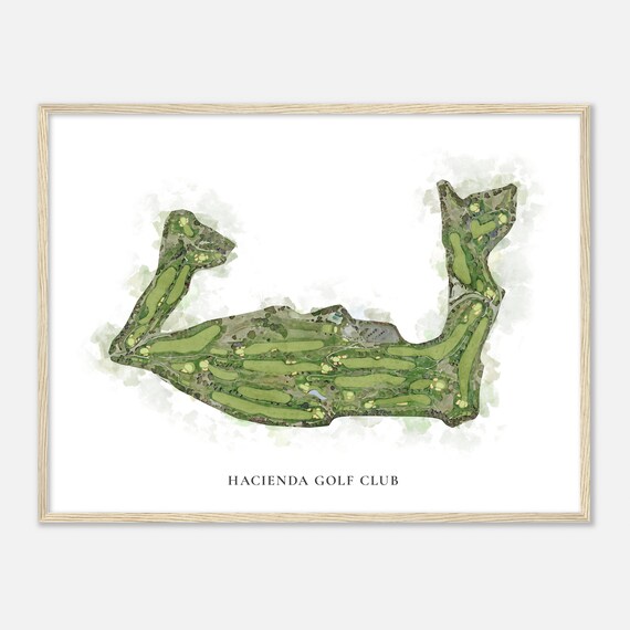 Hacienda Golf Club California Classic Watercolor Map Golfer Gift Golf Wall Art Golf Poster Print Course Layout