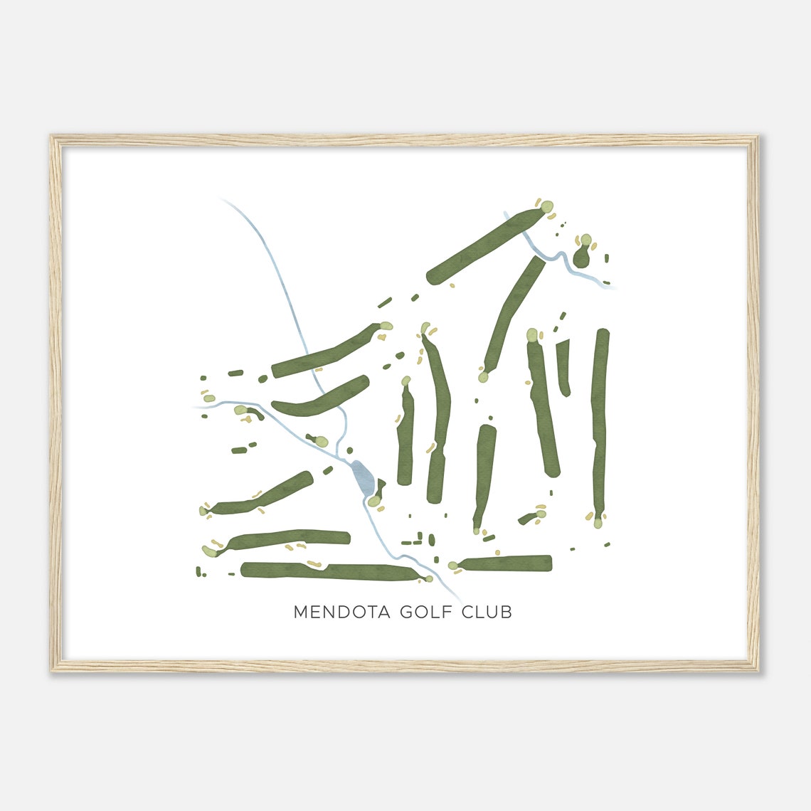 Mendota Golf Club Modern Watercolor Golf Course Map Art Poster