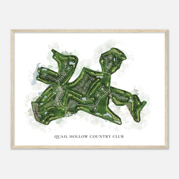 Quail Hollow Country Club Ohio Classic Watercolor Map Golfer Gift Golf Wall Art Golf Poster Print Course Layout