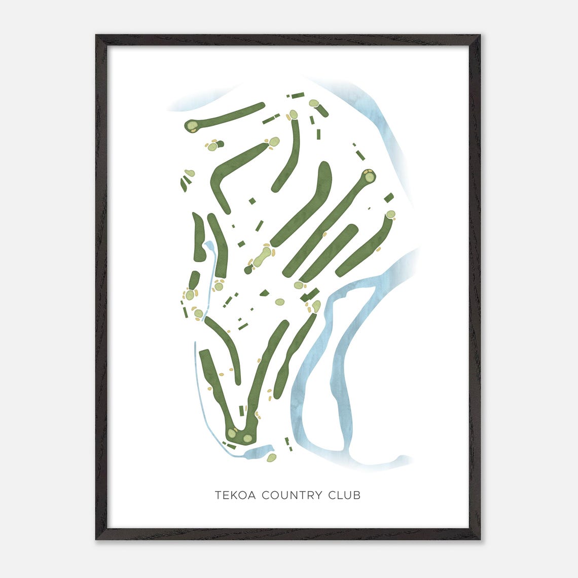 Tekoa Country Club Modern Minimalist Watercolor Golf Map Poster - Image 3