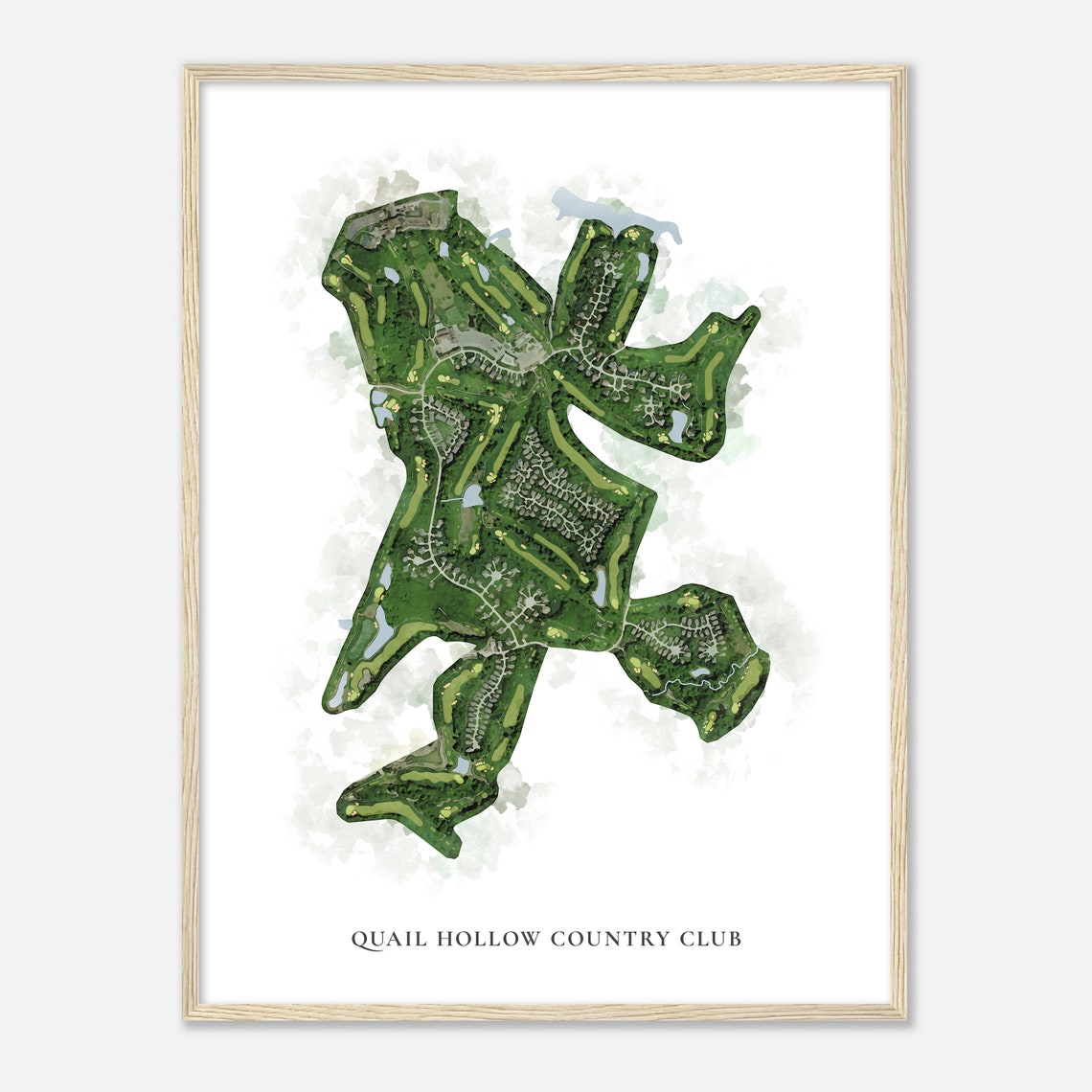 Quail Hollow Country Club Ohio Watercolor Golf Course Map Poster - Image 2