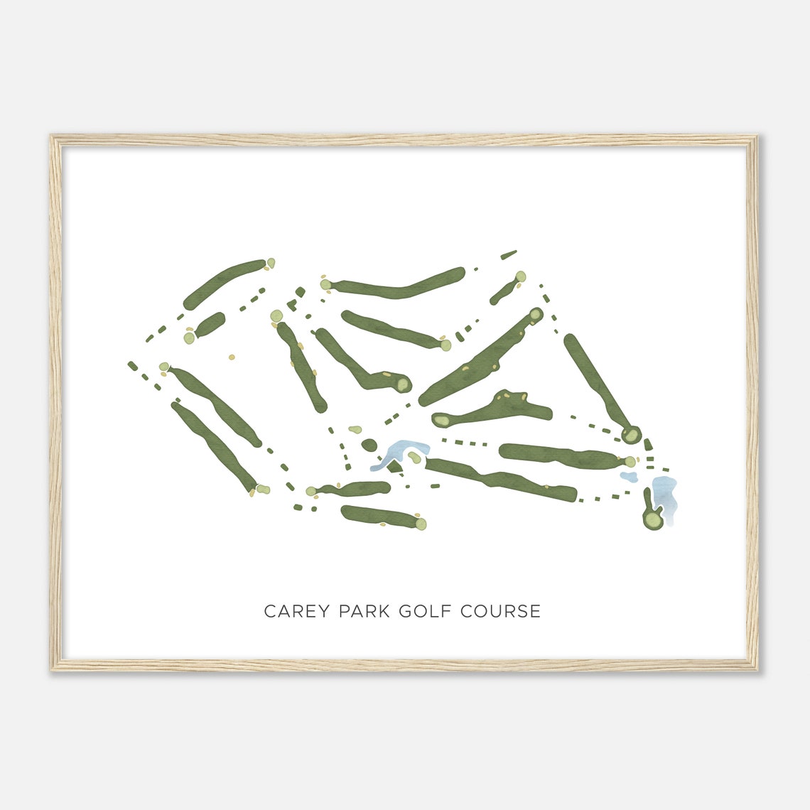 Carey Park Golf Course Kansas Modern Watercolor Course Map Poster - Image 2