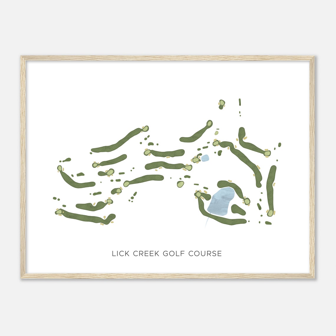 Lick Creek Golf Course Modern Minimalist Watercolor Map Poster - Image 2