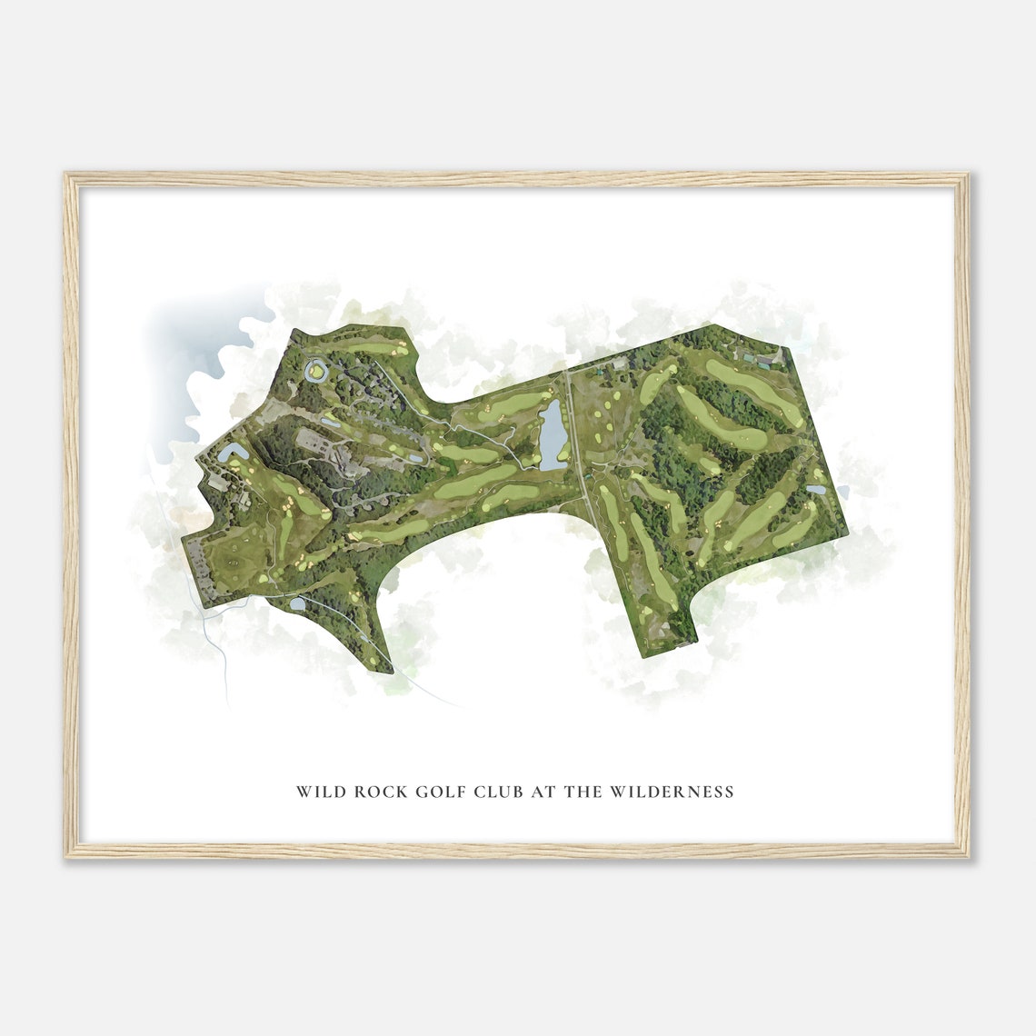 Wild Rock Golf Club at the Wilderness Aerial Watercolor Map Poster - Image 2