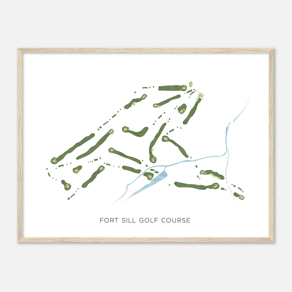 Fort Sill Golf Course Oklahoma Modern Watercolor Golf Map Poster