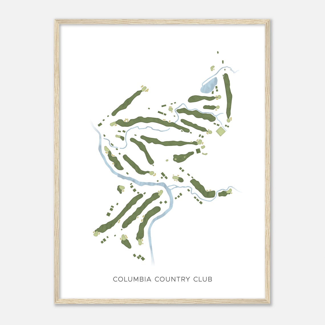 Columbia Country Club Missouri Modern Watercolor Map Golfer Gift Golf Wall Art Golf Poster Print Course Layout