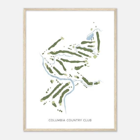 Columbia Country Club Missouri Modern Watercolor Map Golfer Gift Golf Wall Art Golf Poster Print Course Layout
