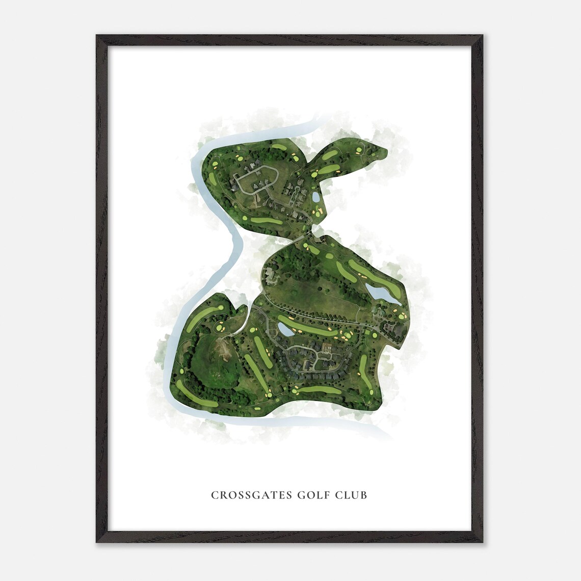 Crossgates Golf Club Classic Aerial Watercolor Course Map Poster - Image 3