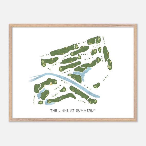 The Links At Summerly In Wildomar California Modern Watercolor Map Golfer Gift Golf Wall Art Golf Poster Print Course Layout