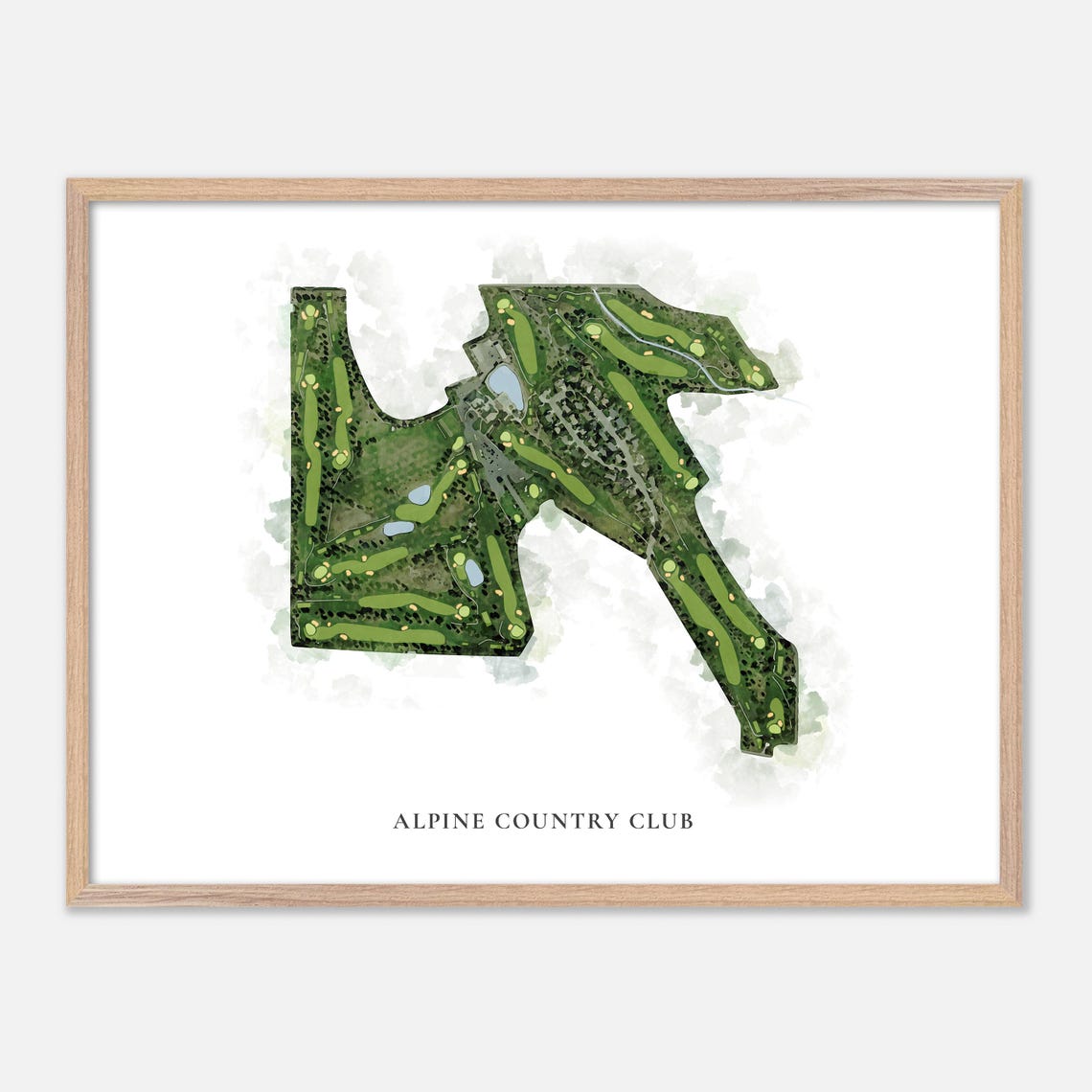 Alpine Country Club Classic Watercolor Course Map Poster Highland Utah