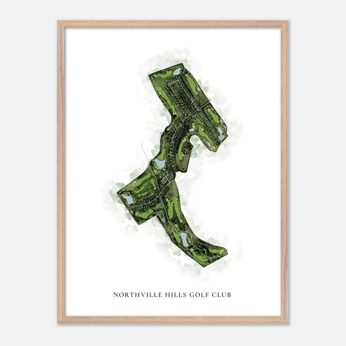 Northville Hills Golf Club Michigan Classic Watercolor Map Print - Image 2