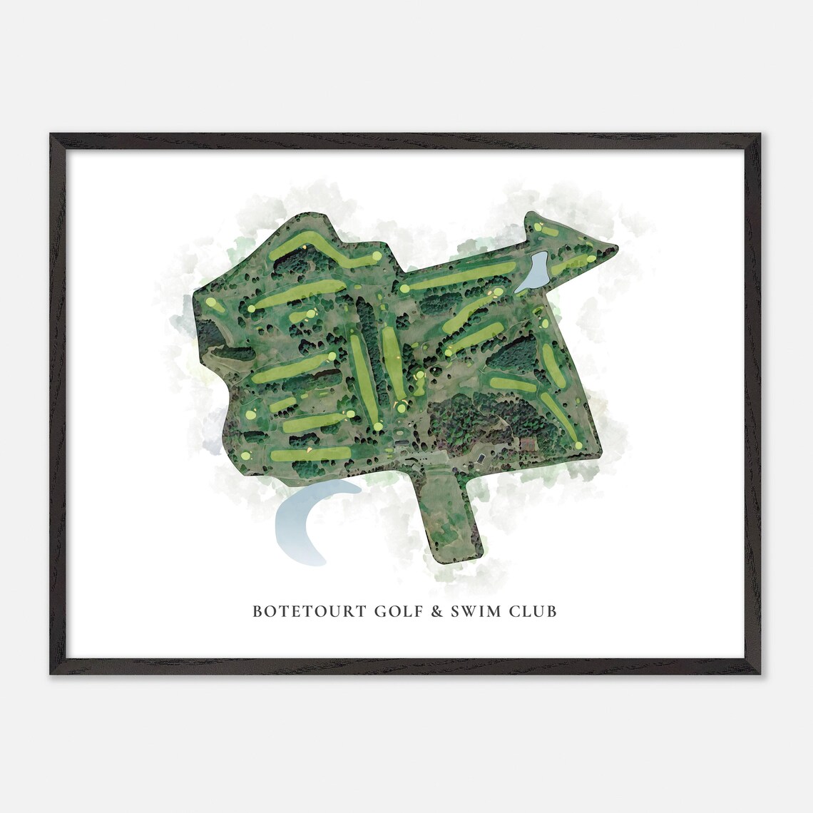Botetourt Golf and Swim Club Watercolor Aerial Course Map Poster - Image 5