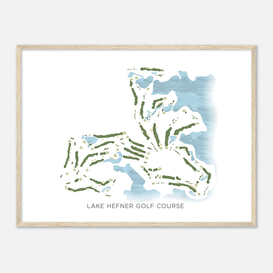 Lake Hefner Golf Course Oklahoma Modern Watercolor Map Poster - Image 2