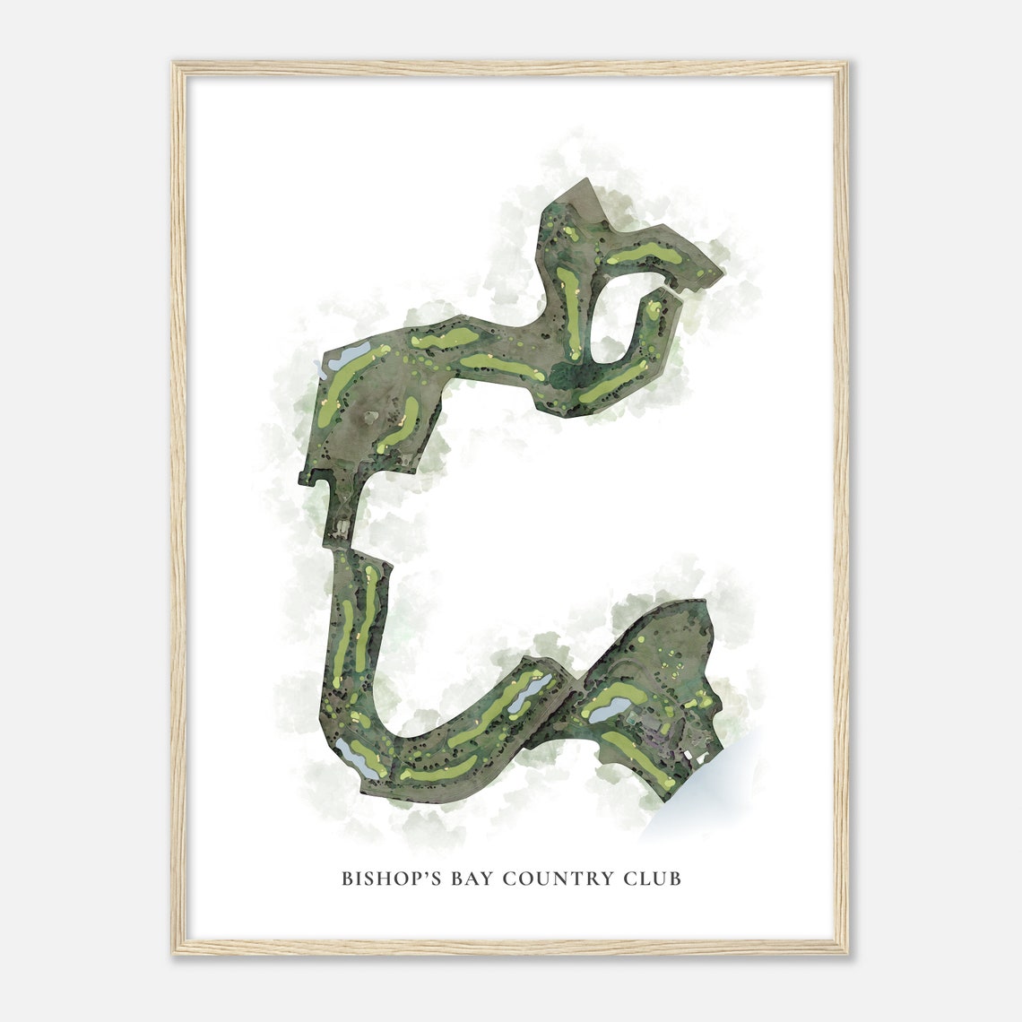 Bishop's Bay Country Club Wisconsin Watercolor Golf Course Map Poster