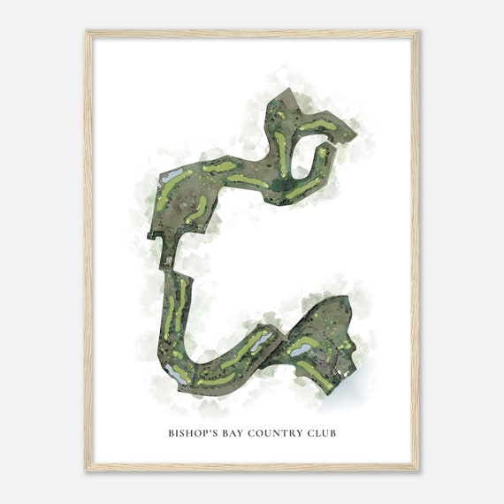 Bishops Bay Country Club Wisconsin Classic Watercolor Map Golfer Gift Golf Wall Art Golf Poster Print Course Layout