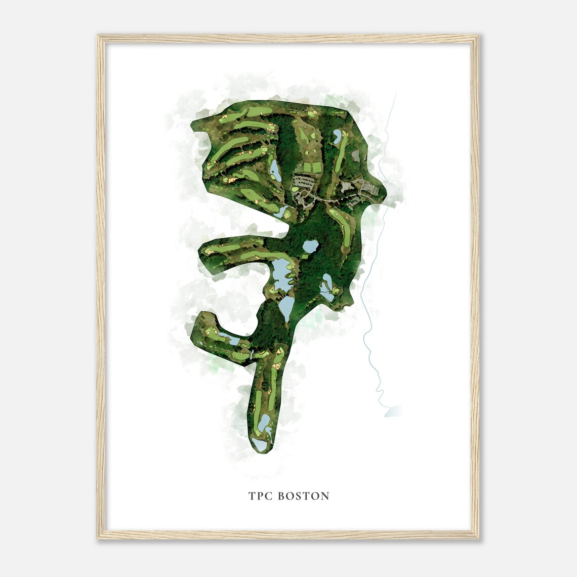 Tpc Boston Massachusetts Classic Watercolor Map Golfer Gift Golf Wall Art Golf Poster Print Course Layout - Image 2