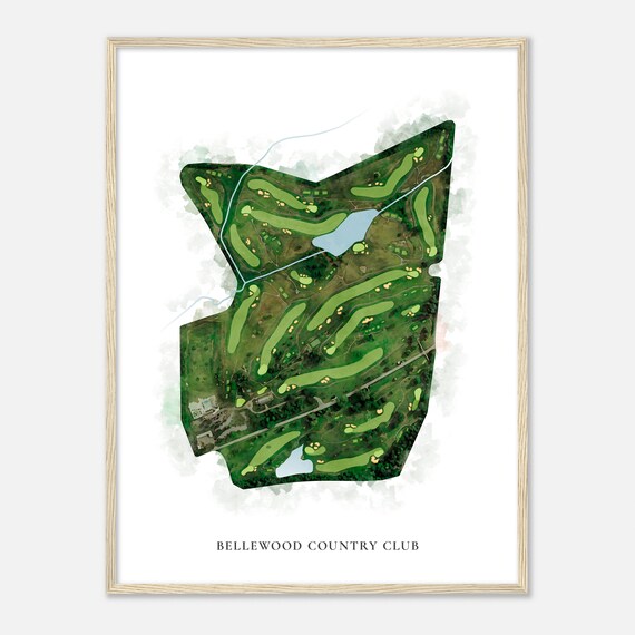 Bellewood Country Club Pennsylvania Classic Watercolor Map Golfer Gift Golf Wall Art Golf Poster Print Course Layout