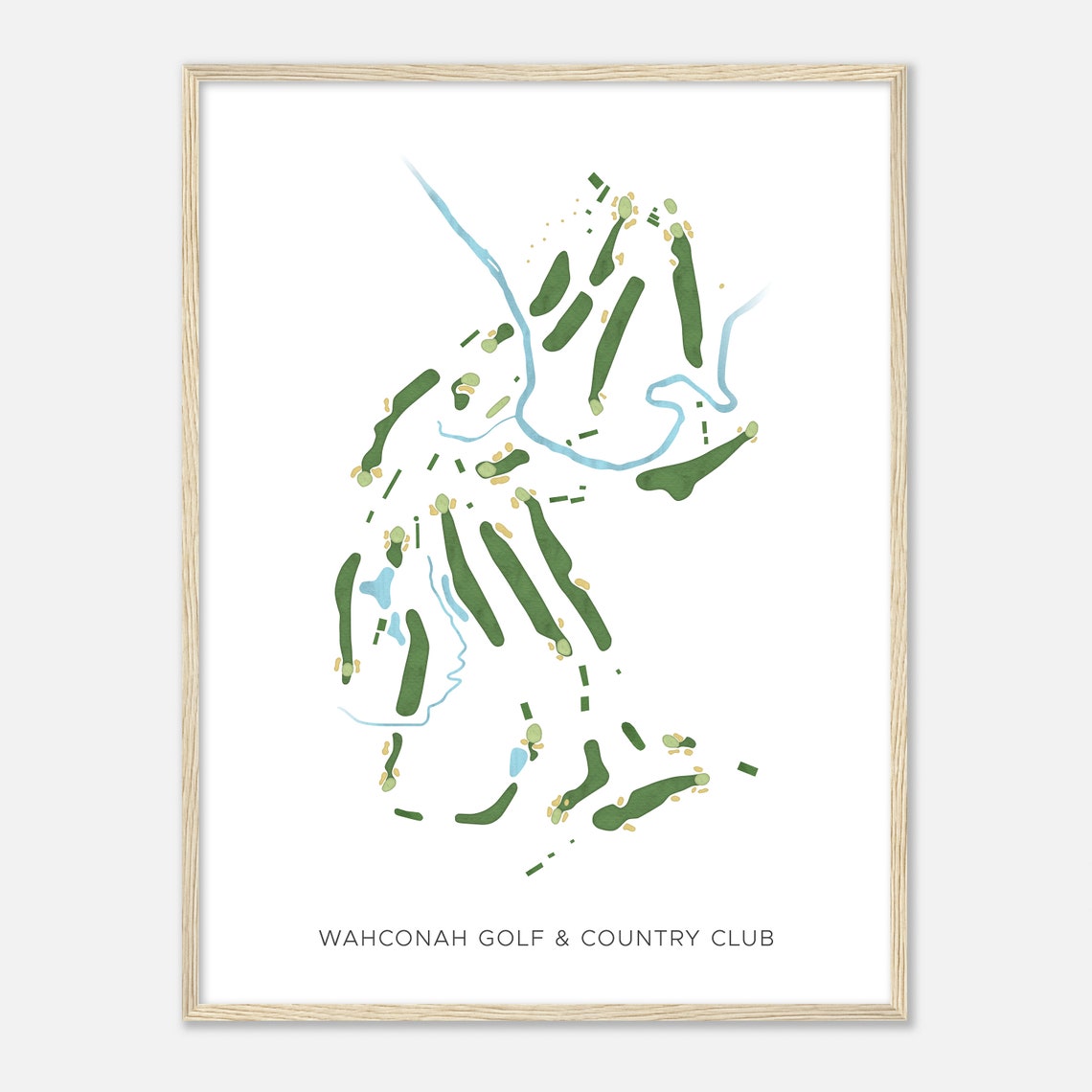 Wahconah Golf and Country Club Modern Watercolor Golf Map Poster - Image 2